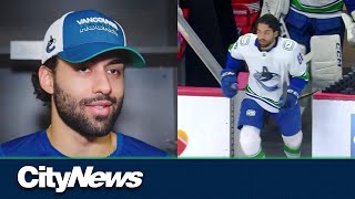 Surreys Arshdeep Bains makes NHL debut for the Canucks [upl. by Ledif]