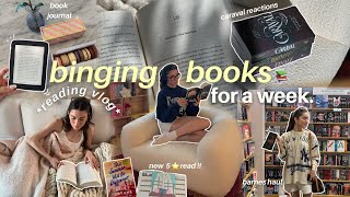 reading vlog binging books for a week📚 starting a reading journal caraval reactions barnes haul [upl. by Ecenahs94]