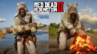 RDR 2  Satisfying COOKING amp EATING All Large Fishes Physics amp Details [upl. by Oglesby324]