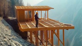 Man Builds Amazing House on Steep Mountain in 8 Months  Start to Finish by MrWildNature [upl. by Yrbua66]