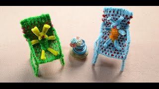 Kids Crafts Idea How to Make Colorful Chenille Stem Chairs [upl. by Oemor]