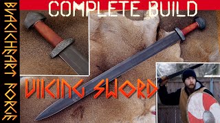 VIKING SWORD Handforged from a Truck Spring Complete Build Double Edged Blade Pommel Guard [upl. by Grazia59]