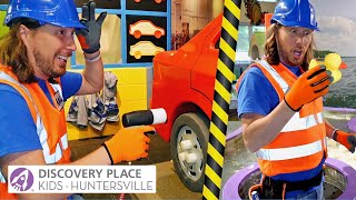 Handyman Hal explores Discovery Place Kids  Fire Trucks Race Cars and Fun for Toddlers [upl. by Punak]