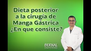 Dieta posterior a la cirugía de Manga Gástrica ¿En que consiste [upl. by Teteak518]