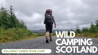 Hiking and Wild Camping Scotland Galloway forest River camp [upl. by Pinebrook]