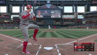 MLB The Show 23  Phillies Rhys Hoskins hits an opposite field home run vs DBacks Joey Wentz xbox [upl. by Nnylyak536]