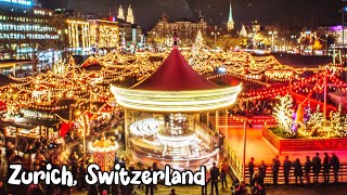 Zurich Switzerland Christmas market walking tour 4K  Charming Christmas markets [upl. by Ahsiki689]