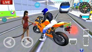 ❄🔴LIVE✅3D Driving Class Simulator Bullet Train Vs Motorbike Bike Driving Game  Android Gameplay [upl. by Orthman]