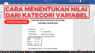 Cara Menentukan Nilai Dari Kategori Variabel Penelitian dengan Mudah [upl. by Geesey]