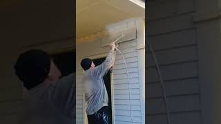 Spraying exterior trim with Benjamin Moore Regal select gracopaintsprayers benjaminmoore [upl. by Epifano44]