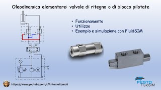 Oleodinamica di base Valvole di ritegno o di blocco pilotate  Circuito e simulazione con FluidSIM [upl. by Eemak822]