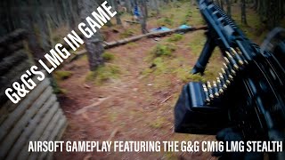 Trying out the GampG CM16 LMG Stealth in game Airsoft gameplay at Tazball Airsoft [upl. by Pik]