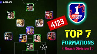 TOP 7 BEST FORMATIONS TO REACH DIVISION 1 IN EFootball 2024 Mobile  Best Formation EFootball 2024 [upl. by Annair]