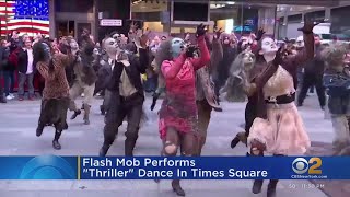 Flash mob performs quotThrillerquot dance in Times Square [upl. by Ijnek]