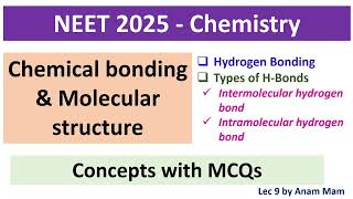 NEET 2025 Chemistry  Chemical bonding amp Molecular structure  Hydrogen Boning amp its Types  L 9 [upl. by Hickey]