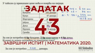 Zadatak 43 – Završni ispit iz matematike 2020 [upl. by Myrwyn]