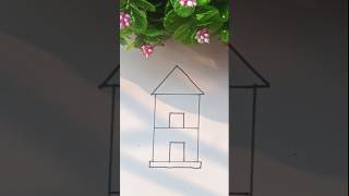 E দিয়ে সহজেই ঘর আঁকাHow to draw house shortvideo art housedrawing [upl. by Arney]