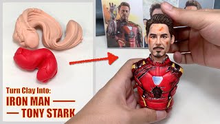 Iron Man  Tony Stark Robert Downey Jr made from polymer clay figure modelling【Clay Artisan JAY】 [upl. by Carrew514]