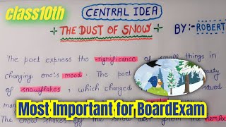 CENTRAL IDEA ENGLISH BOARD EXAM THE DUST OF SNOW class10 [upl. by Cherian493]