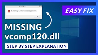 vcomp120dll Missing Error  How to Fix  2 Fixes  2021 [upl. by Gone930]