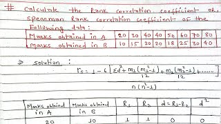 Rank Correlation Coefficient  Spearman rank Correlation coefficient  Rank Correlation  Arya [upl. by Drabeck]