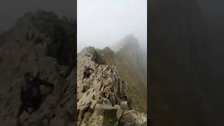 CRIB GOCH in a Windstorm Snowdonia Wales UK adventure scrambling mountains [upl. by Anastasie]