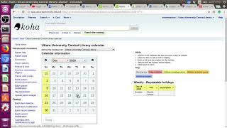 Koha How to Setup Holidays Calendar in Koha [upl. by Fife]