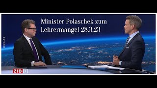 ZIB 2 Minister Polaschek zum Lehrermangel Mo 2732023 [upl. by Casandra]