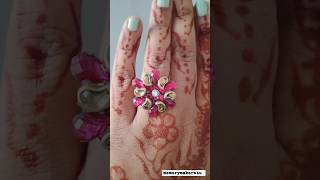 Beautiful kundan finger ring making jewelleryfingerringshorts creativediytrending [upl. by Eimmak]