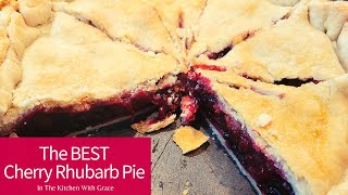 This is the BEST CHERRY RHUBARB PIE recipe Made with fresh rhubarb and big juicy cherries [upl. by Latimer]