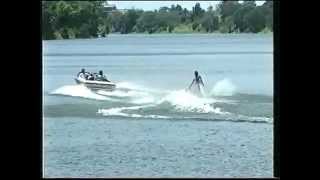 Water skiing freestyle tricks on slalom [upl. by Coy]