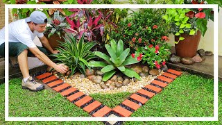 Linda decoração de jardim com bordas e pedras naturais  Ideias para jardim [upl. by Ahsiret962]