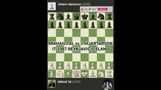 Mikhail Tal vs Johann Hjartarson  It 1987 Reykjavik Iceland  Chessgambit630 [upl. by Airyt]