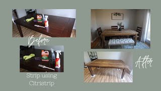 Strip Furniture with CITRISTRIPRemove wood stainFurniture Makeover [upl. by Aicilak483]