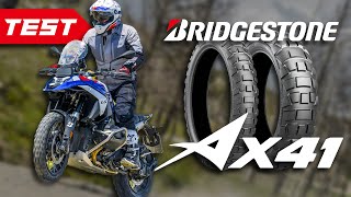 ADVENTURE BIKE TYRES  Bridgestone AX41 Review [upl. by Ojeibbob]