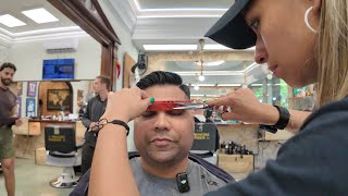 Extremely ATTENTIVE ❤💈 Haircut ASMR by Wendy Gorgeous Lady Barber  Barcelona 🇪🇸 Spain 2024 [upl. by Leland762]