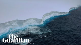 Worlds largest iceberg drifting away from Antarctica captured by drone vision [upl. by Htebasyle]