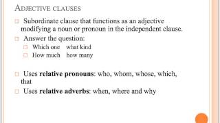 Adjective and Adverb Clauses [upl. by Radferd]