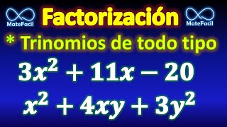 16 Factorización de Trinomios con coeficiente y sin coeficiente DESDE CERO [upl. by Kizzee]