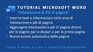 WORD  Office 365  Tutorial 14 Intestazione piè di pagina numeri di pagina [upl. by Trahurn]