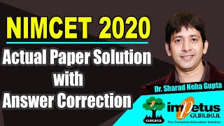 NIMCET 2020  NIMCET 2020 Actual Paper Solution with Answer Correction  NIMCET 2020 Answer key [upl. by Saunder]