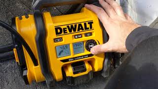 How to inflate a bike tire with a Presta valve using a DeWalt 20v DCC020IB inflator battery mode [upl. by Eidson]