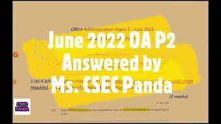 CSEC Office Administration Past Paper 2  Answers May June 2022 [upl. by Kyrstin215]