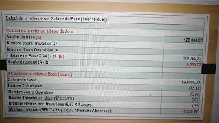 Calcul de la retenue sur le salaire de base [upl. by Emsoc618]