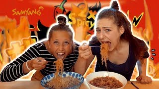 FIRE NOODLE CHALLENGE  WE ALMOST PKED [upl. by Brittni]