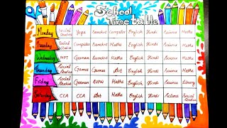 how to make time table for schoolschool period time tableschool timetable design timetable [upl. by Cinelli]