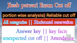 JKSSB patwari authentic cut off  Exam analysis  All categories Indepth analysis  answer key [upl. by Ahsened]