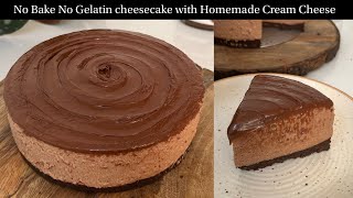 No Bake Homemade Cream Cheese से बना Nutella Cheesecake  No Gelatin No Eggs Chocolate Cheesecake [upl. by Anitsenre]