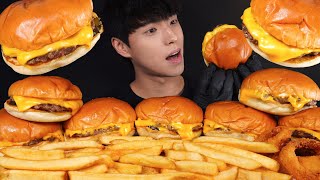 꾸덕한 리얼치즈버거 감자튀김 어니언링 먹방 CHEESEBURGER amp FRENCH FRIES amp ONION RINGS MUKBANG ASMR EATING SOUNDS [upl. by Niai]