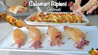 CALAMARI RIPIENI GRATINATI 🦑 ricetta facile e veloce 🦑 Tutto a freddo [upl. by Atsyrk]